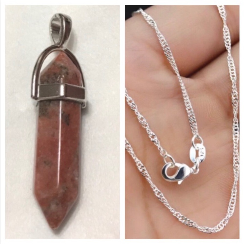 Golden Stone Hexagonal Chakra Pendant Necklace